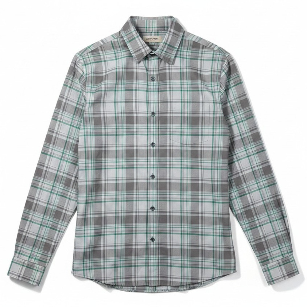 Whyred Green Plaid Shirt 100% Cotton Men's Small EU 44 Casual Button Down Shirt